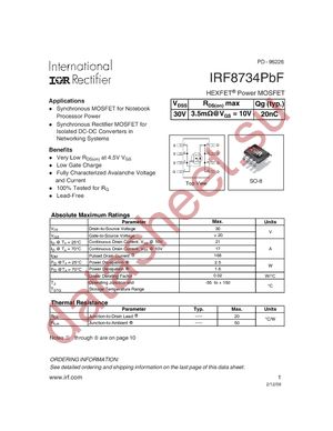 IRF8734PBF datasheet  